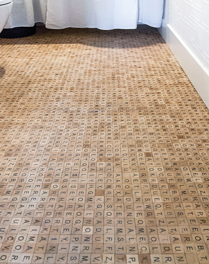 DIY flooring idea- scrabble tile floor